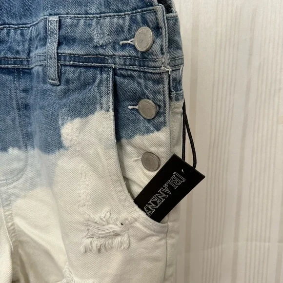NWT💎 Blank NYC Dip Dye Bleached Distressed Cotton Overall Shorts size 27 - Picture 5 of 9